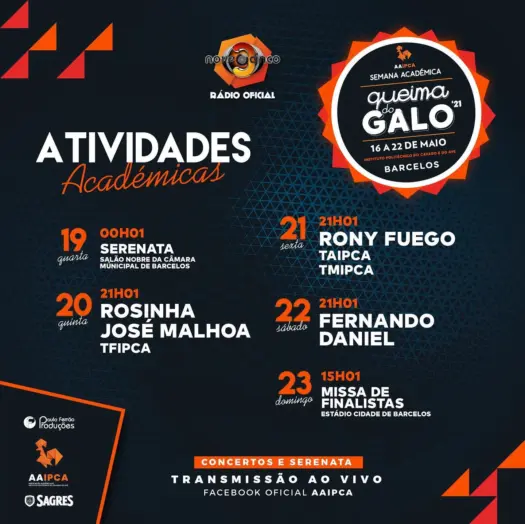 Cartaz Queima do Galo 2021
